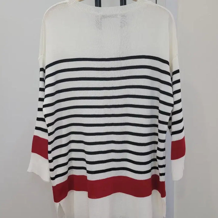 [BUNJANG] EnC Striped 3/4 Sleeve Summer Knit Top / EnC 스트라이프 7부 소매 여름 니트 55~77 프리사이즈