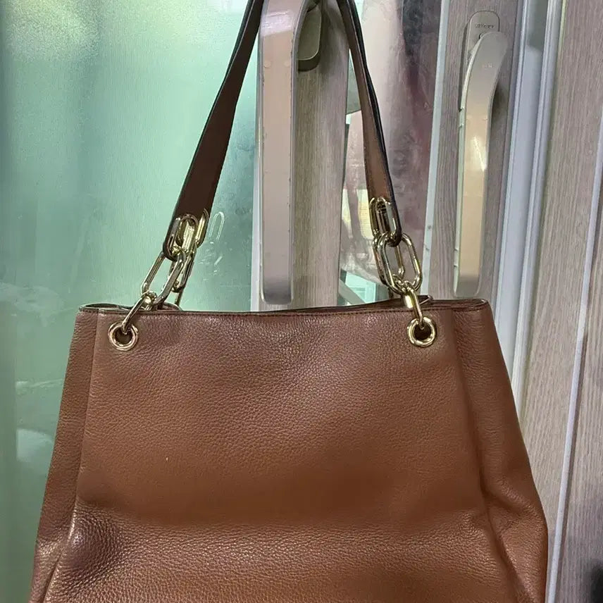 [BUNJANG] Michael Kors Genuine Brown Leather Shoulder Bag / 마이클코어스 정품 브라운 숄더백