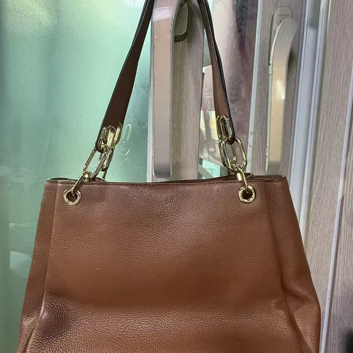 [BUNJANG] Michael Kors Genuine Brown Leather Shoulder Bag / 마이클코어스 정품 브라운 숄더백