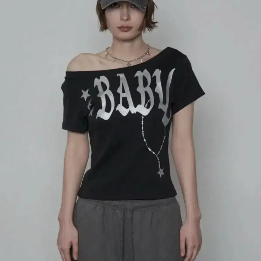 [BUNJANG] SETUP EX. BABY WIDE NECK TOP Black / 셋업이엑스이 BABY WIDE NECK TOP black
