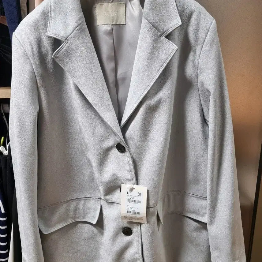 [BUNJANG] Roem Tailored Suede Jacket RMJKG12R21 Light Blue L Size / 로엠 테일러드 스웨이드 자켓 RMJKG12R21 라이트블루 L사이즈