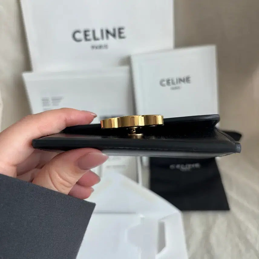 [BUNJANG] Celine Triomphe Shiny Calfskin Flap Card Wallet / (정품/새상품급) 셀린느 트리옹프 샤이니 카프스킨 플랩 카드 지갑