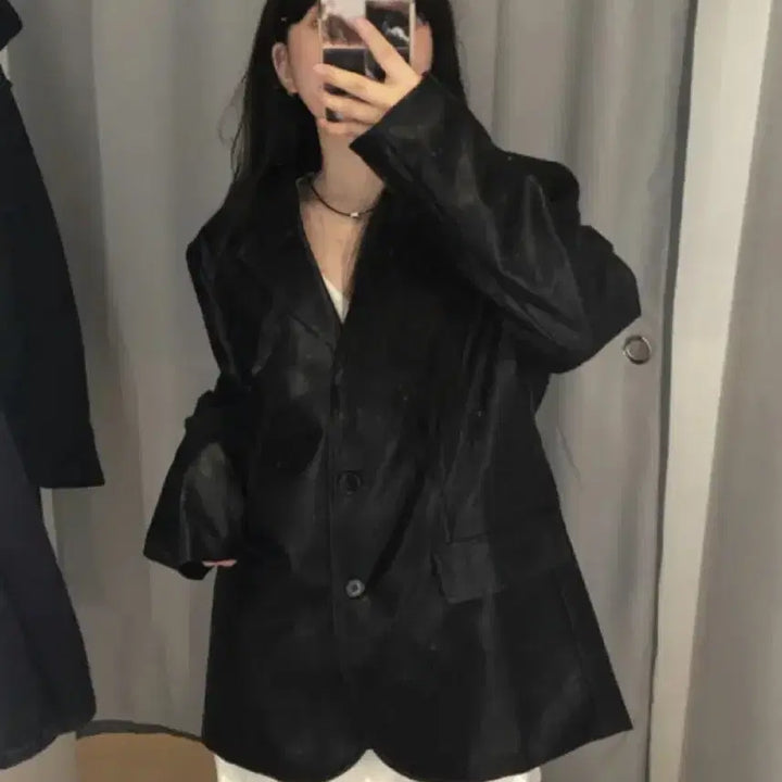 [BUNJANG] Any One More Mine Leather Blazer Jacket / 애니원모어 마인 레더 블레이저 자켓
