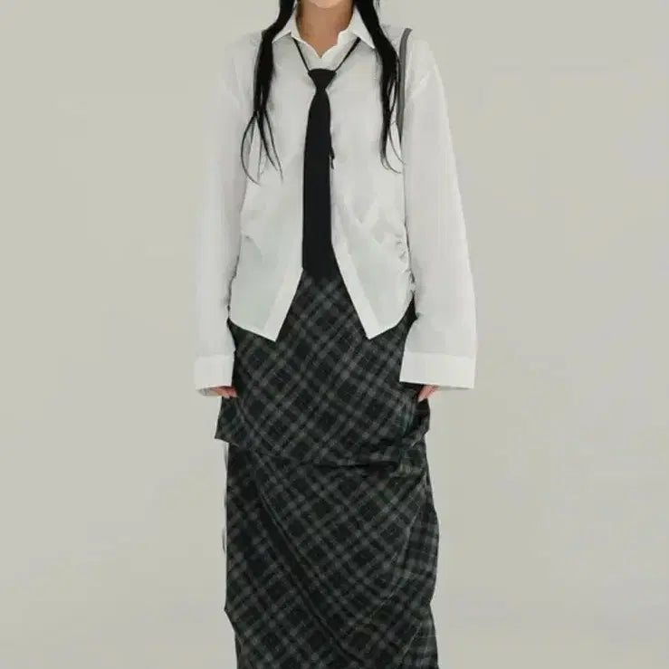 [BUNJANG] Byalienone Vintage Day Check Long Skirt / 바이러니원 빈티지 데이 체크 스커트