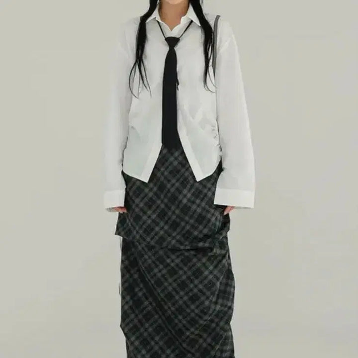 [BUNJANG] Byalienone Vintage Day Check Long Skirt / 바이러니원 빈티지 데이 체크 스커트