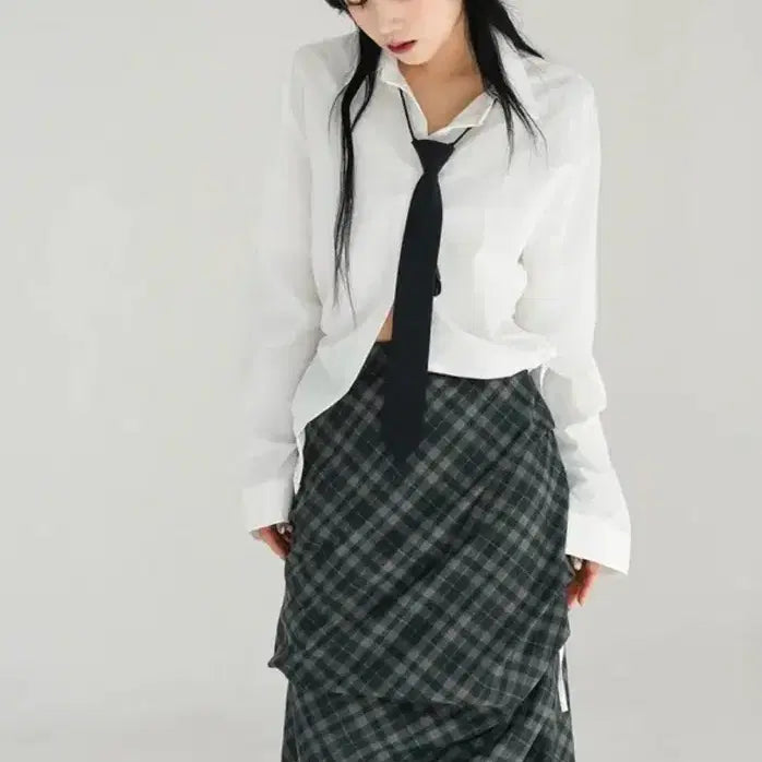 [BUNJANG] Byalienone Vintage Day Check Long Skirt / 바이러니원 빈티지 데이 체크 스커트