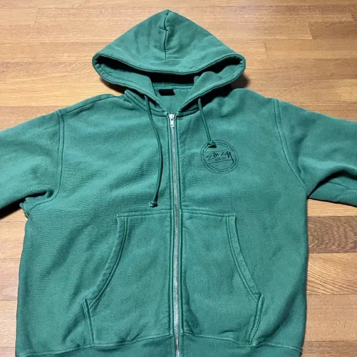 [BUNJANG] Stussy Green Hoodie Zip-up / 스투시 그린 후드집업
