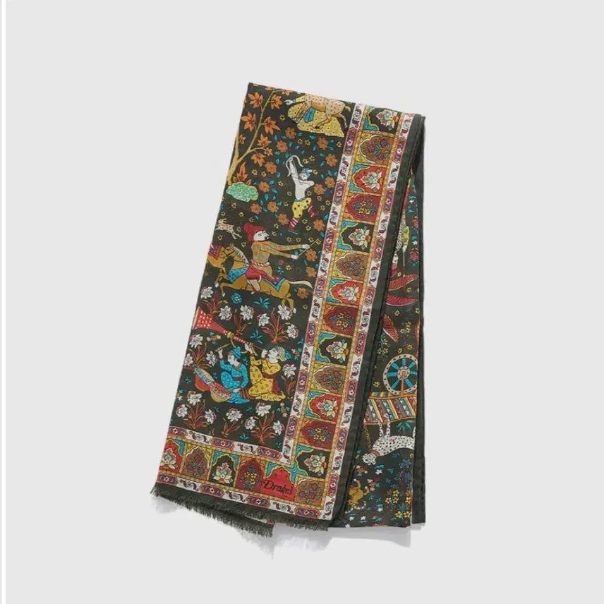 [BUNJANG] Drakes Mughal Garden Scarf Dark Green / [F] 드레익스 무굴 가든 스카프 다크 그린 새상품