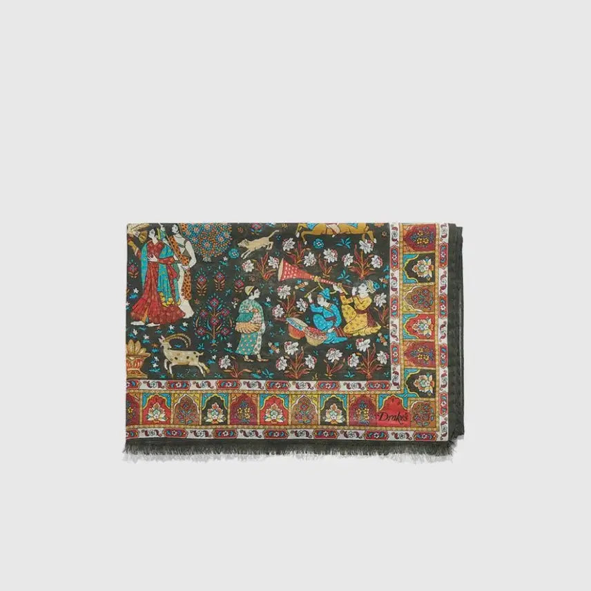 [BUNJANG] Drakes Mughal Garden Scarf Dark Green / [F] 드레익스 무굴 가든 스카프 다크 그린 새상품