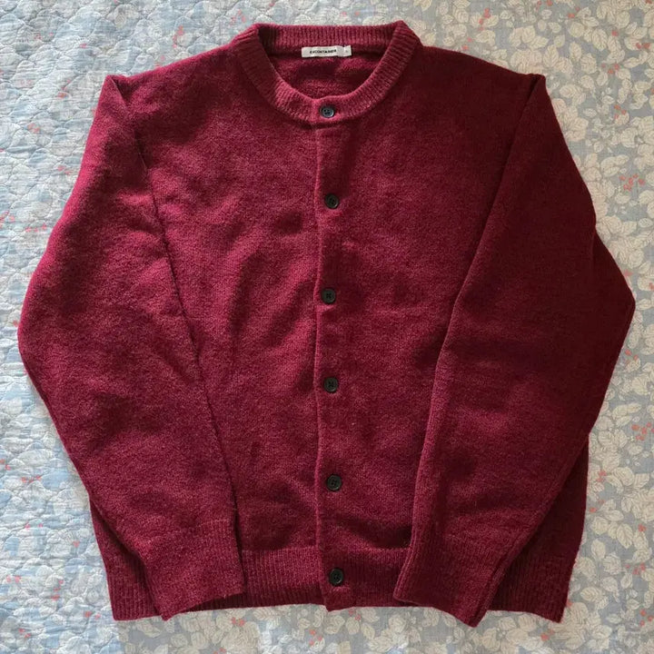 [BUNJANG] EXCONTAINER Minimal Button Round Neck Crop Cardigan / 미니멀 버튼 라운드넥 크롭 가디건