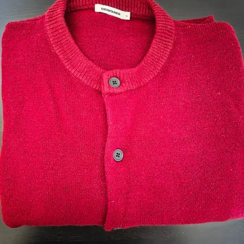 [BUNJANG] EXCONTAINER Minimal Button Round Neck Crop Cardigan / 미니멀 버튼 라운드넥 크롭 가디건