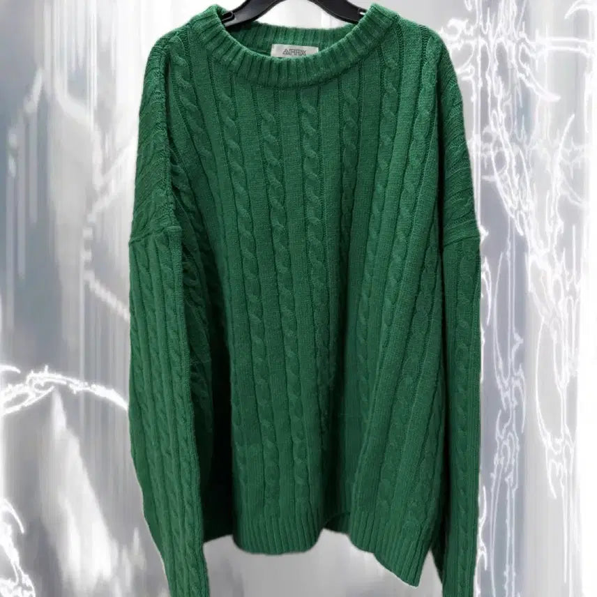 [BUNJANG] Green Cable Knit Sweater / 그린 꽈배기 니트