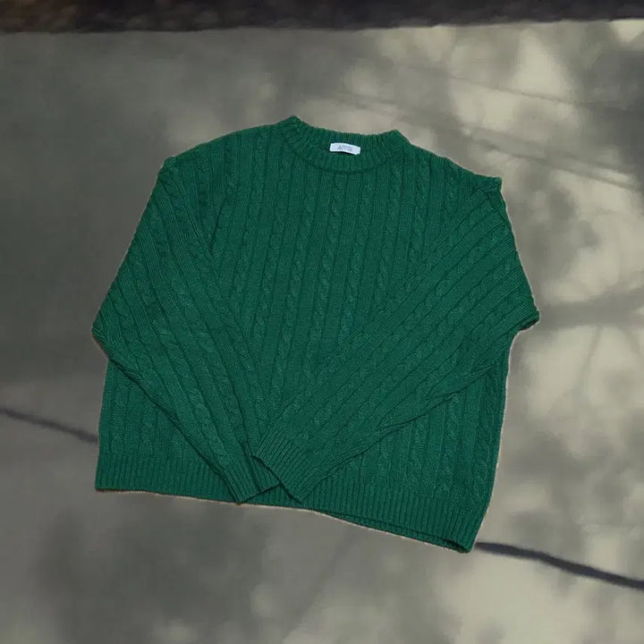 [BUNJANG] Green Cable Knit Sweater / 그린 꽈배기 니트