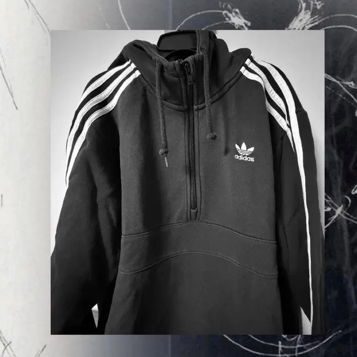 [BUNJANG] Adidas 3-Stripes Half-Zip Hoodie / 아디다스 빈티지 adidas 3-스트라이프 하프 후드티