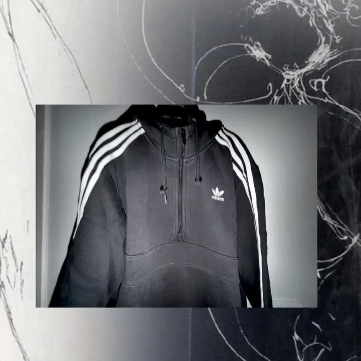 [BUNJANG] Adidas 3-Stripes Half-Zip Hoodie / 아디다스 빈티지 adidas 3-스트라이프 하프 후드티
