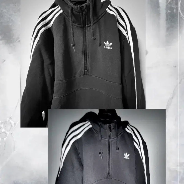[BUNJANG] Adidas 3-Stripes Half-Zip Hoodie / 아디다스 빈티지 adidas 3-스트라이프 하프 후드티