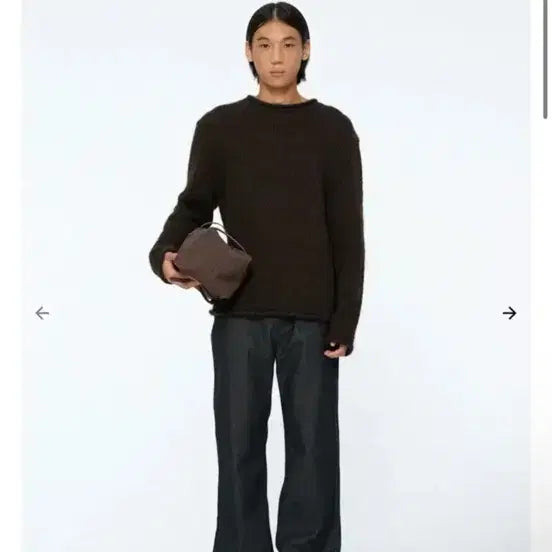 [BUNJANG] AMOMENTO Slub Pullover Knit Sweater Brown M / 25fw 아모멘토 헤어리 슬럽 풀오버 니트 브라운 M