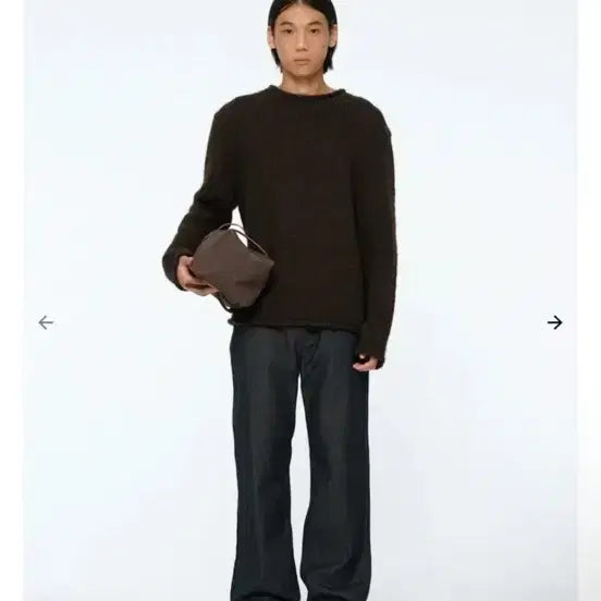 [BUNJANG] AMOMENTO Slub Pullover Knit Sweater Brown M / 25fw 아모멘토 헤어리 슬럽 풀오버 니트 브라운 M