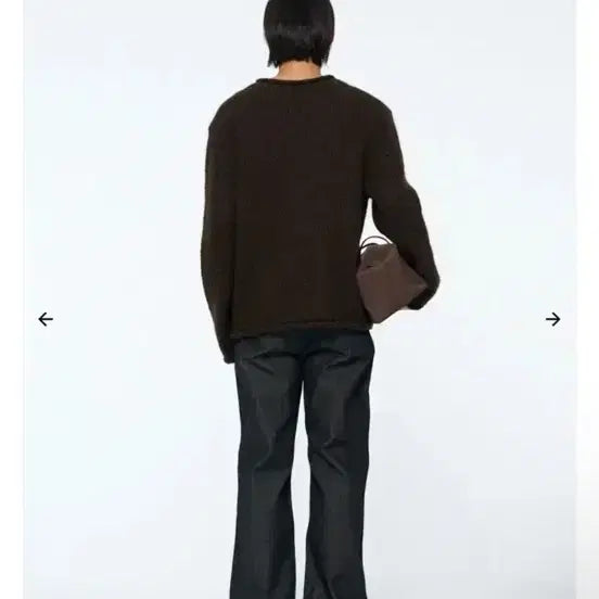 [BUNJANG] AMOMENTO Slub Pullover Knit Sweater Brown M / 25fw 아모멘토 헤어리 슬럽 풀오버 니트 브라운 M