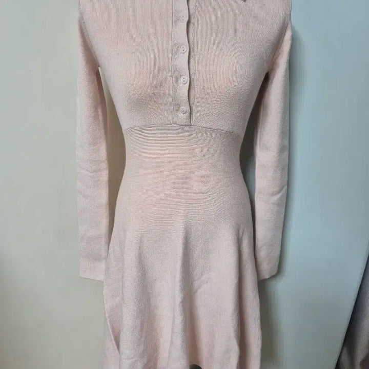 [BUNJANG] Beige Knit Collar Fitted Dress / 새상품. 베이지 니트 카라 쫄 원피스