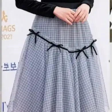 [BUNJANG] TWEEDY-A Gingham Check Layered Skirt / 깅엄체크 리본 샤랄라 레이어드 롱스커트 현백유플렉스 구매