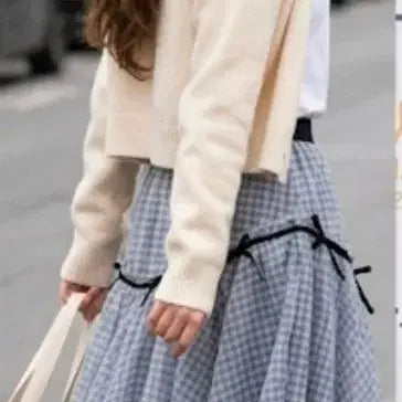 [BUNJANG] TWEEDY-A Gingham Check Layered Skirt / 깅엄체크 리본 샤랄라 레이어드 롱스커트 현백유플렉스 구매