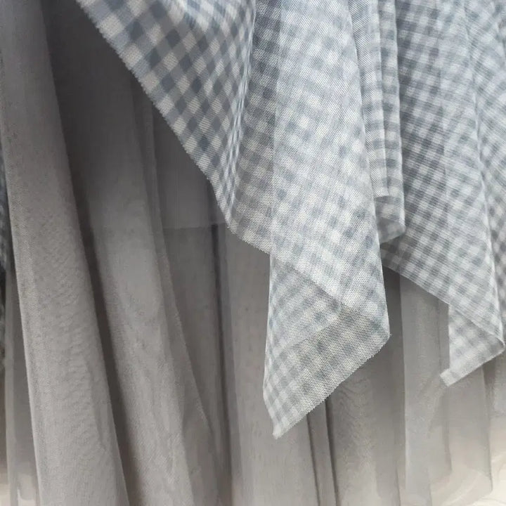 [BUNJANG] TWEEDY-A Gingham Check Layered Skirt / 깅엄체크 리본 샤랄라 레이어드 롱스커트 현백유플렉스 구매