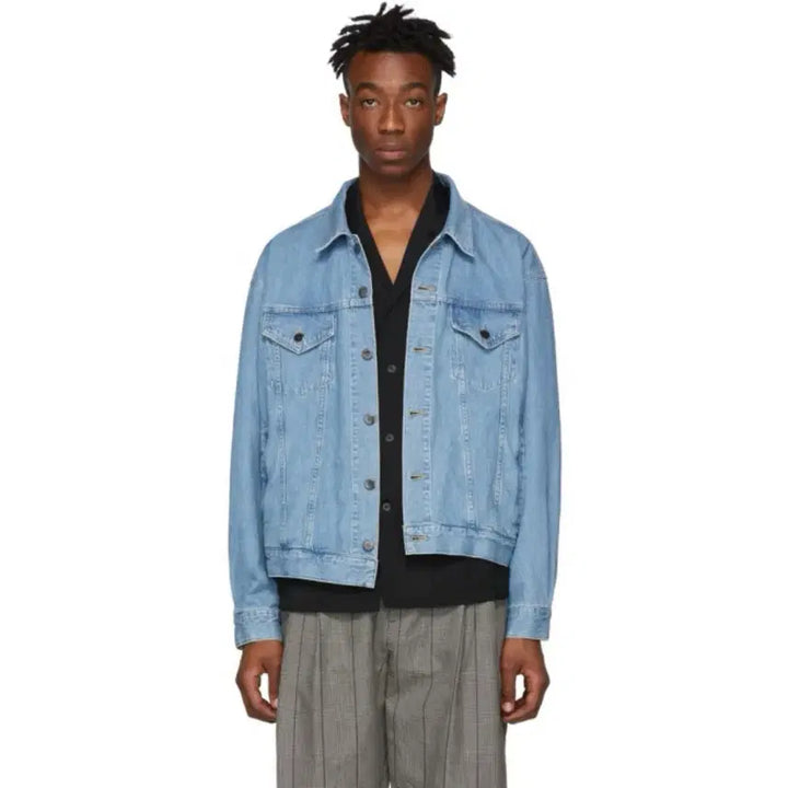 [BUNJANG] Diet Butcher Slim Skin DBSS Asymmetrical Denim Trucker Jacket XL / [XL] 다이어트 부처 슬림 스킨 DBSS 비대칭 데님 트러커 자켓