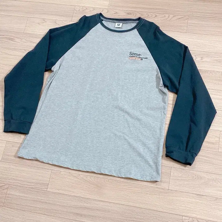 [BUNJANG] Someplace Raglan Color Block Long Sleeve Oversized T-Shirt Navy / 썸플레이스 롱슬리브 오버핏 티셔츠