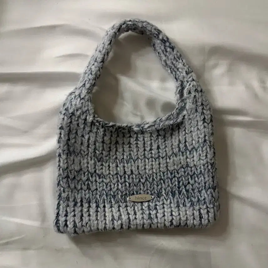 [BUNJANG] Hince Knit Shoulder Bag Blue / 힌스 니트 뜨개 가방 숄더백 블루