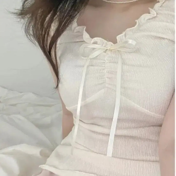 [BUNJANG] Sleeveless Frill Top / 리본프릴 슬리브리스 나시
