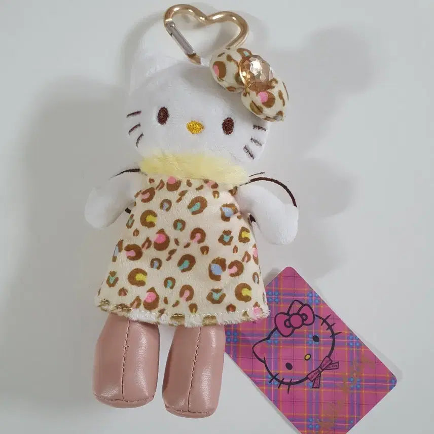 [BUNJANG] Hello Kitty Yellow Leopard Print Long Leg Plush Keychain / 롱다리키티 노랑 레오파드 인형 키링