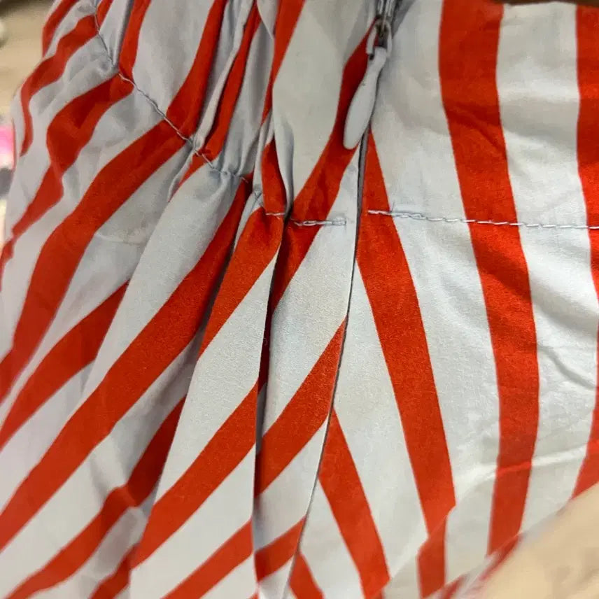 [BUNJANG] Red/Sky Blue Striped A-Line Long Skirt / 레드/하늘 롱치마
