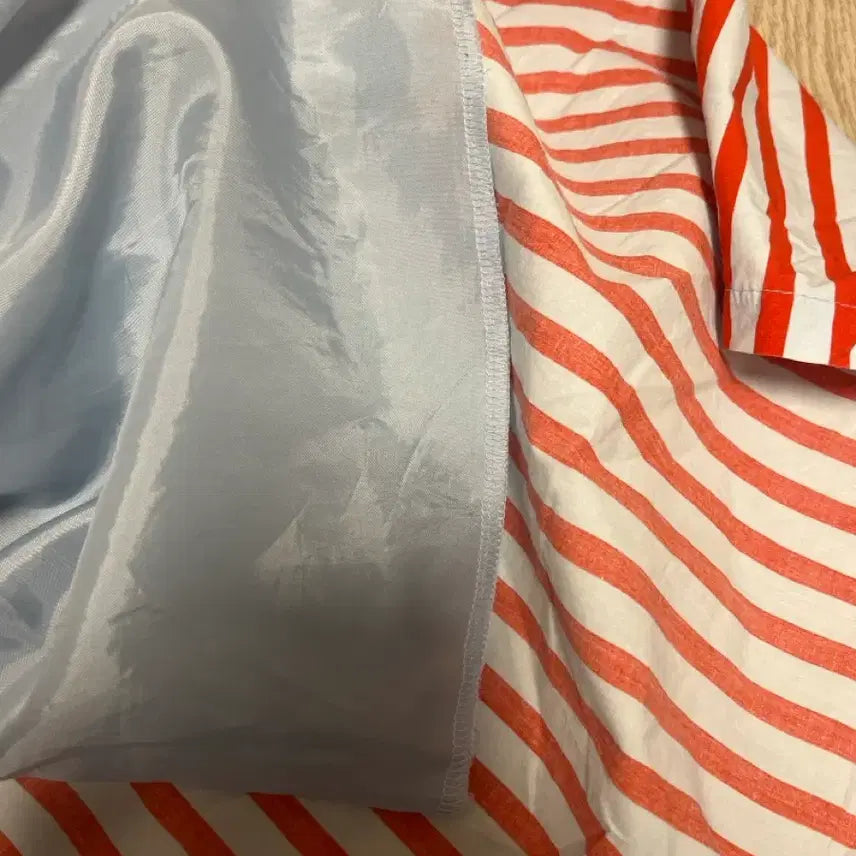 [BUNJANG] Red/Sky Blue Striped A-Line Long Skirt / 레드/하늘 롱치마