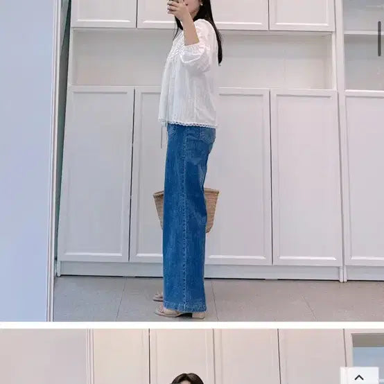 [BUNJANG] [새상품] 주와(ZUWA) 핀턱 레이스 블라우스 (빅사이즈,66-77추천 / [새상품] 주와(ZUWA) 핀턱 레이스 블라우스 (빅사이즈,66-77추천