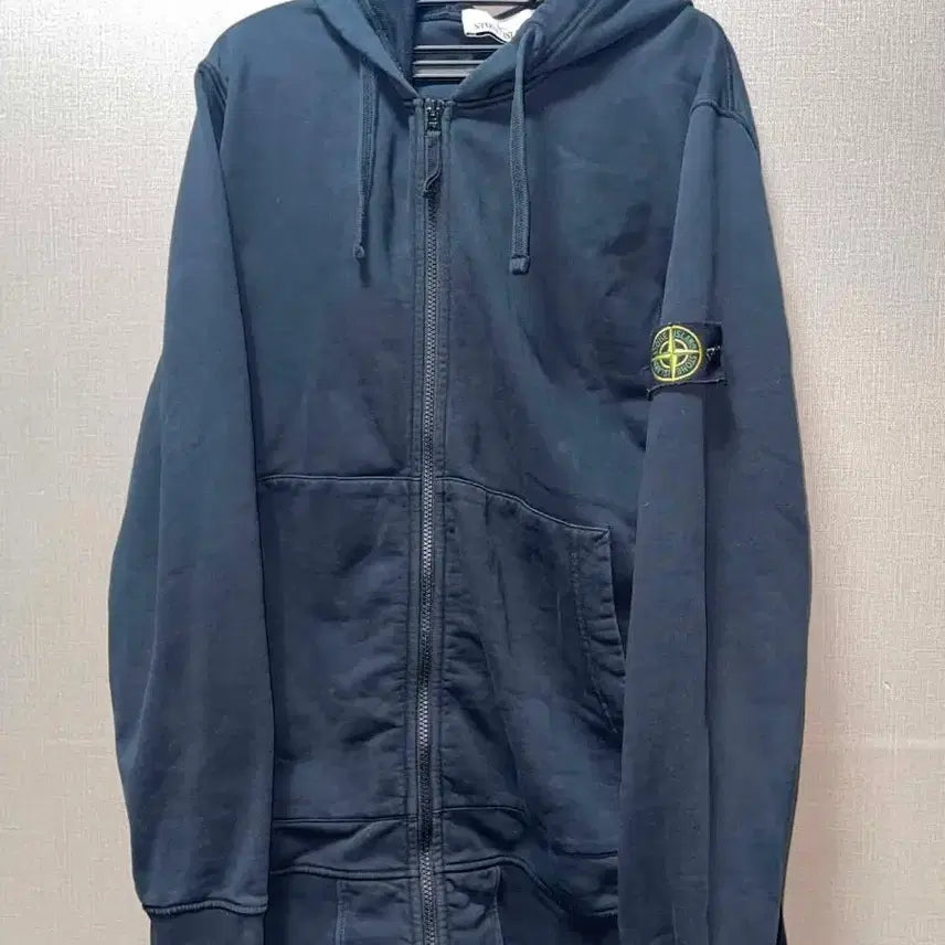 [BUNJANG] Stone Island Black Hooded Zip-Up / 스톤아일랜드 블랙 후드집업 XXL