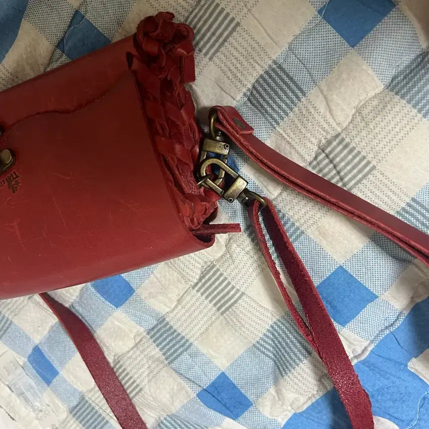 [BUNJANG] Handmade Red Leather Clutch Bag / 소가죽 수제 핸드메이드 가방 레드 가죽 클러치 백 크로스밷