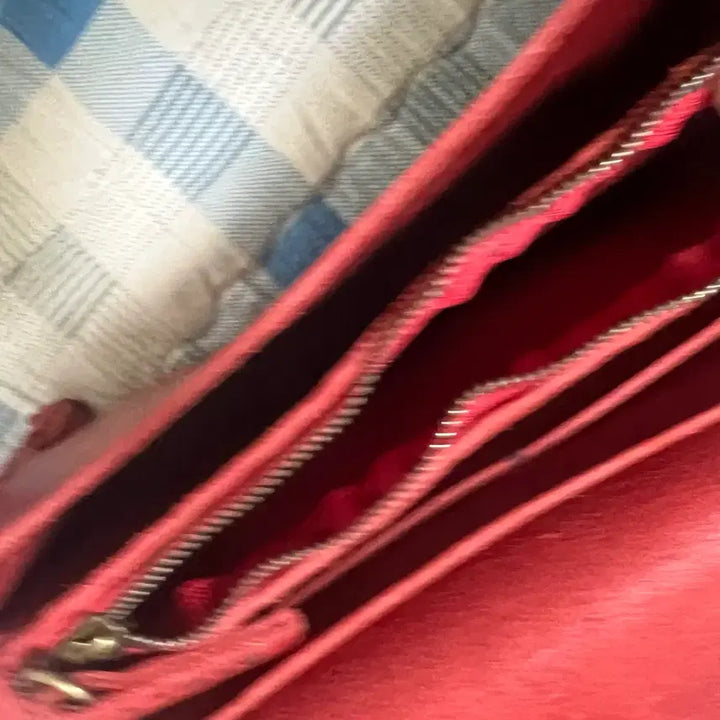 [BUNJANG] Handmade Red Leather Clutch Bag / 소가죽 수제 핸드메이드 가방 레드 가죽 클러치 백 크로스밷