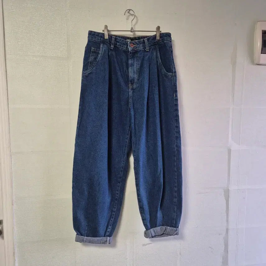 [BUNJANG] ZARA Pleated Baggy Denim Pants / 자라 플리츠 배기 데님 팬츠