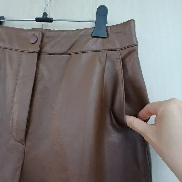 [BUNJANG] Derek Lam Brown Leather Wide Pants / DEREK LAM브라운 레더 와이드 팬츠