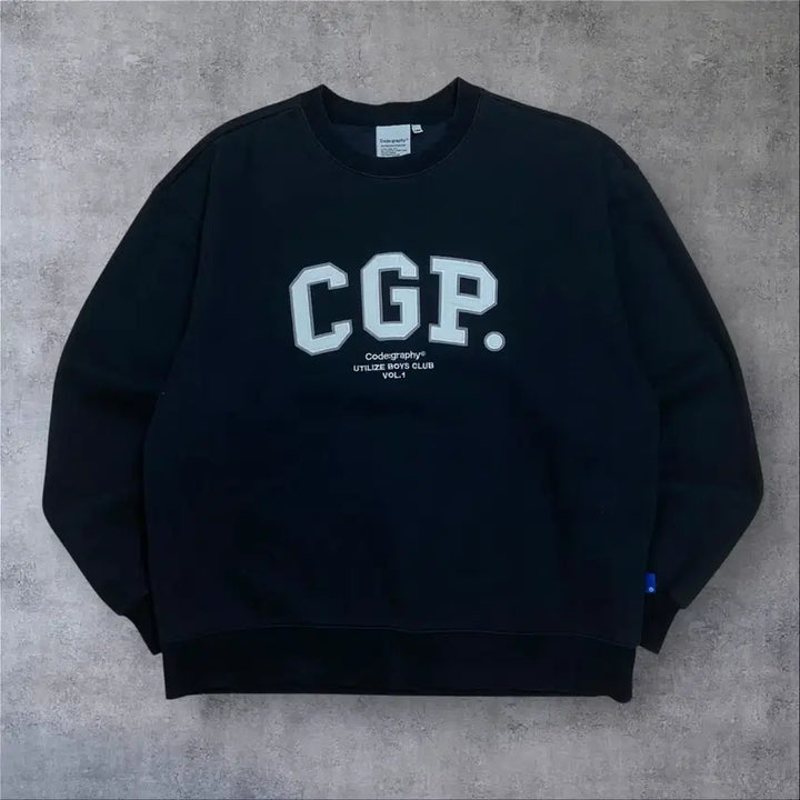 [BUNJANG] Code:Graphy Spell-Out Big Logo Navy Sweatshirt / 코드그라피 스펠아웃 빅로고 네이비 맨투맨