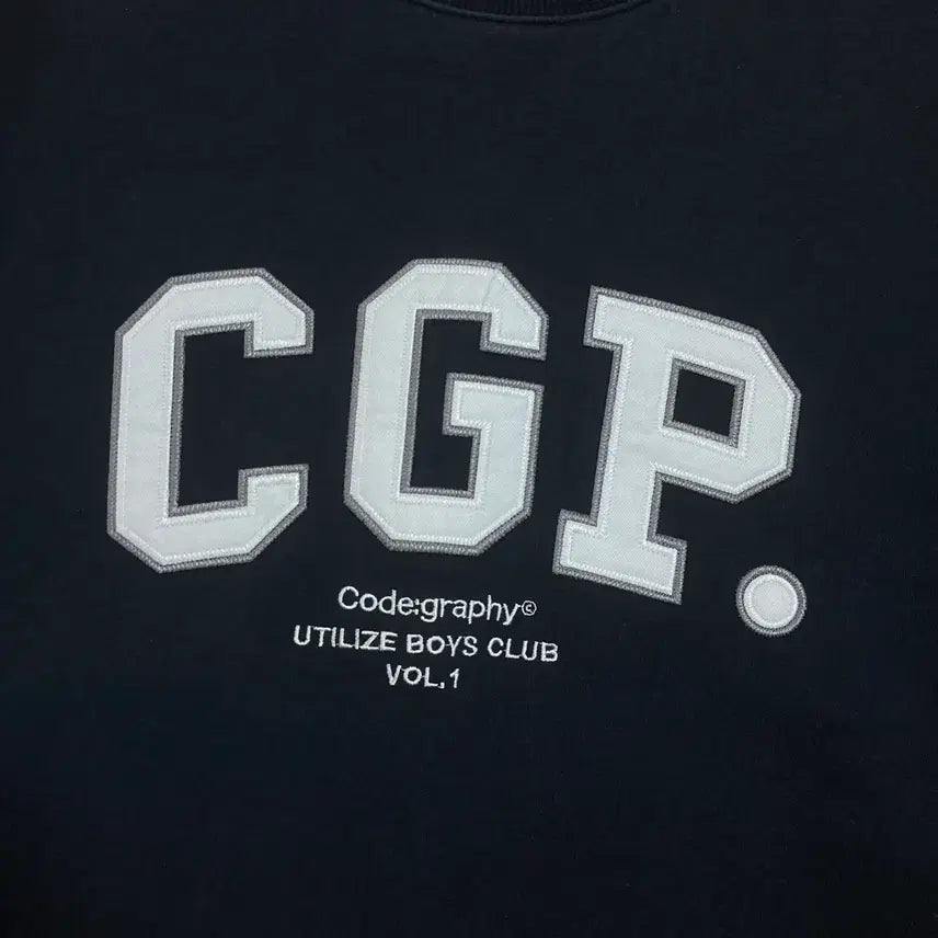 [BUNJANG] Code:Graphy Spell-Out Big Logo Navy Sweatshirt / 코드그라피 스펠아웃 빅로고 네이비 맨투맨