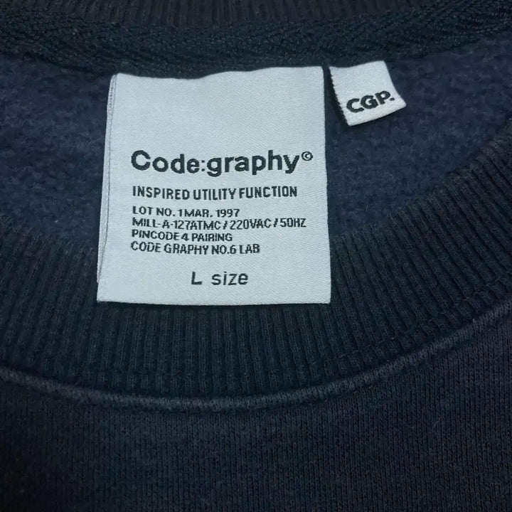 [BUNJANG] Code:Graphy Spell-Out Big Logo Navy Sweatshirt / 코드그라피 스펠아웃 빅로고 네이비 맨투맨