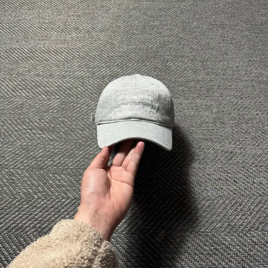 [BUNJANG] Levi Strauss Embroidered Gray Sweat Ball Cap / 리바이스 스트라우스 자수 그레이 스웻 볼캡 모자