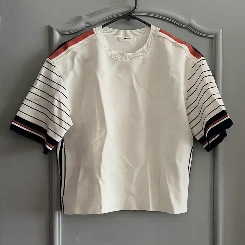 [BUNJANG] System White Stripe Detail T-shirt / 시스템 반팔 90사이즈