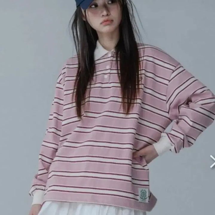 [BUNJANG] MarsenAvril Rugby Shirt Pink / 택포)MarsenAvril    럭비 티셔츠 핑크