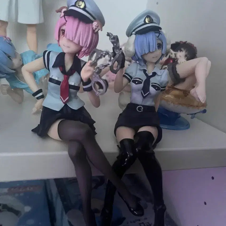 [BUNJANG] Re:Zero Rem &amp; Ram Police Noodle Stopper Figure Bundle Set / 리제로 렘람 경찰 누들스토퍼 피규어 일괄