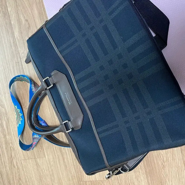 [BUNJANG] Beanpole Navy Checkered Document Bag / 빈폴 네이비 체크 서류 가방