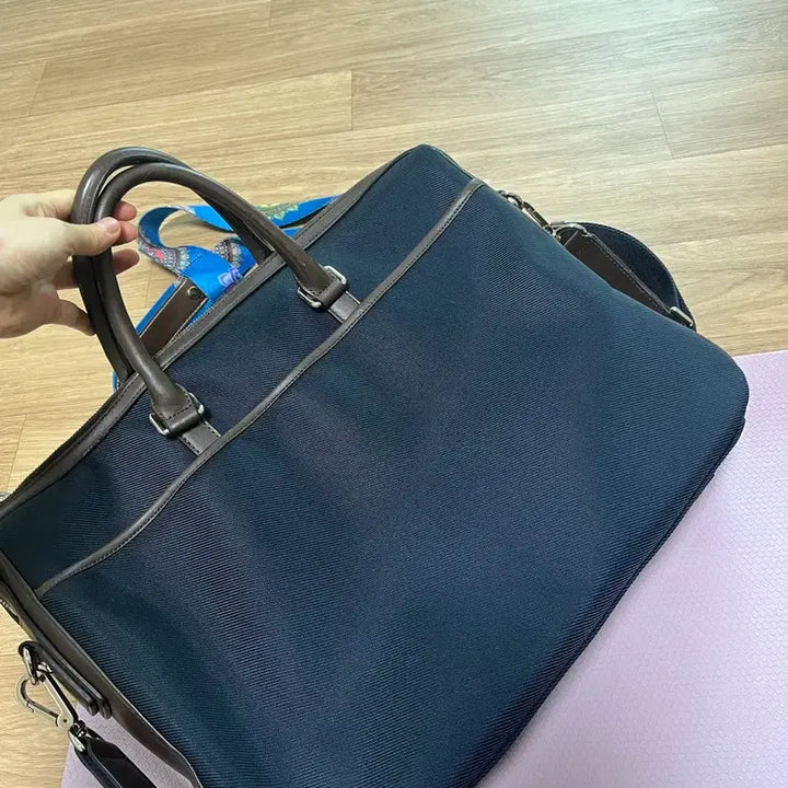 [BUNJANG] Beanpole Navy Checkered Document Bag / 빈폴 네이비 체크 서류 가방