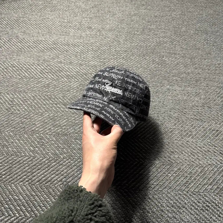 [BUNJANG] Supreme Multi Type Jacquard Black Denim Ball Cap / 22ss 슈프림 멀티 타입 자카드 흑청 데님 볼캡